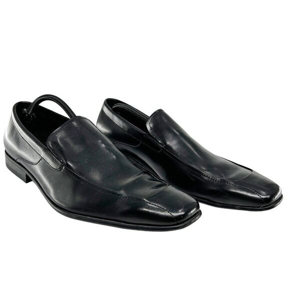 Marc Anthony Black Leather Slip On Dress Loafers Size 12 - Picture 2 of 13